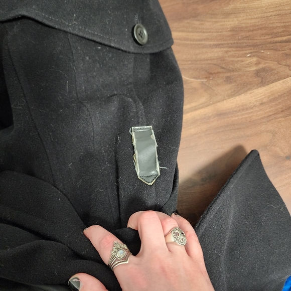 London Fog Heritage Black Wool Blend Trench Coat with Leather Accents - Picture 14 of 16